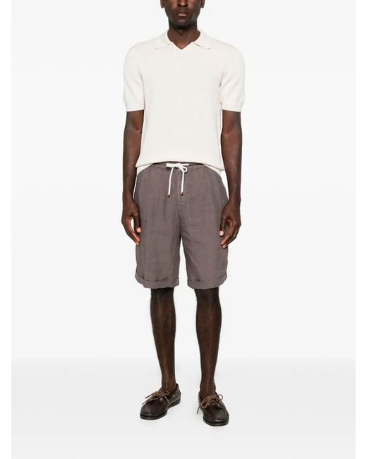 Brunello Cucinelli Gray Bermuda Shorts With Drawstring for men