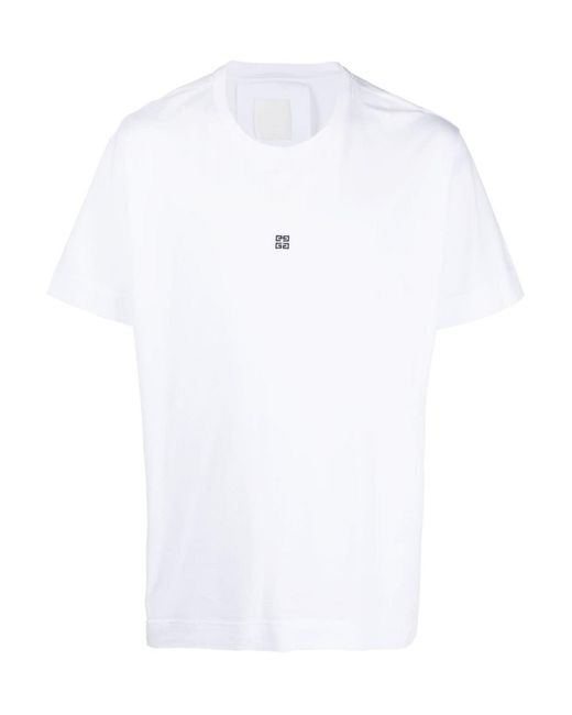 Givenchy White 4g Embroidered Short-sleeve T-shirt for men