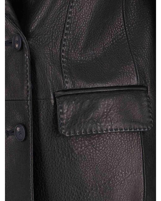 Tagliatore Black Double-Breasted Lambskin Blazer