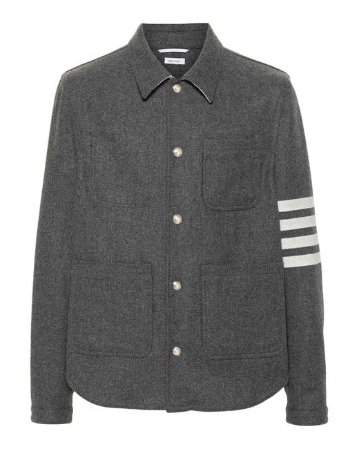 Thom Browne Gray Bar Felted Utility Jacket for men