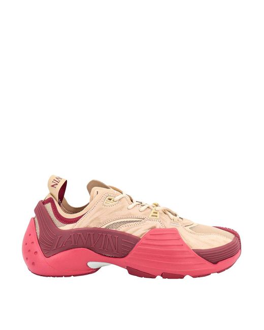 Lanvin Pink Mesh And Leather Sneakers for men