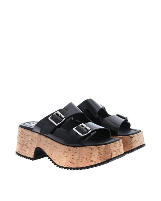 McQ Alexander McQueen Black Patent Leather Debbie Sandals