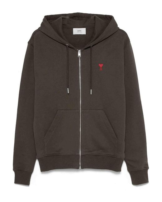 AMI Black Zip Up Sweatshirt