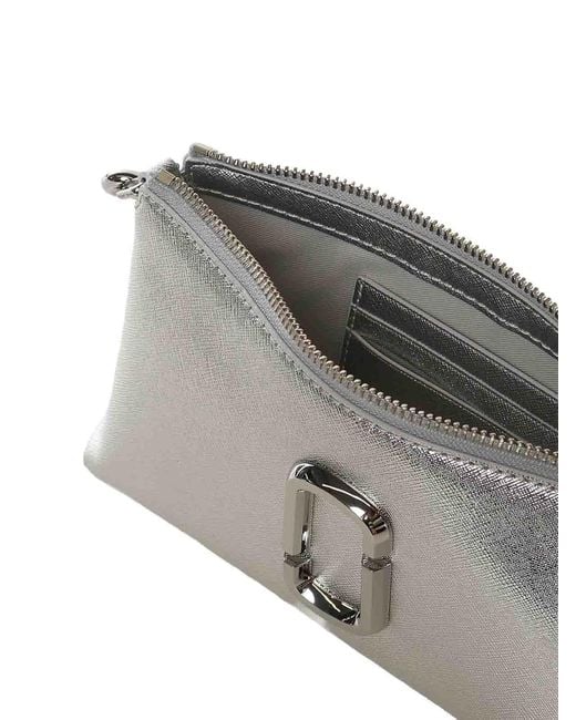 Marc Jacobs White Metallic Snapshot Leather Bag