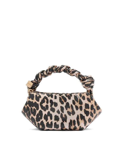 Ganni White Bou Mini Grained Printed Almond Milk