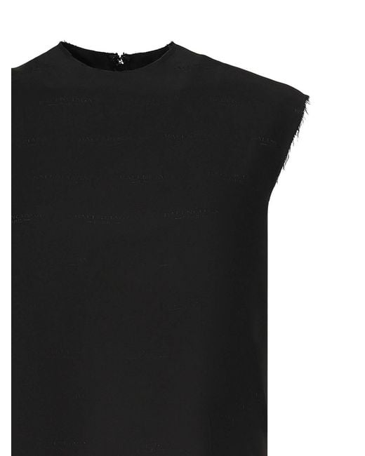 Balenciaga Black Sleeveless Silk Jacquard Top