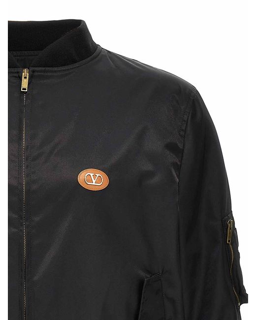 Valentino Garavani Black Logo Bomber Jacket for men