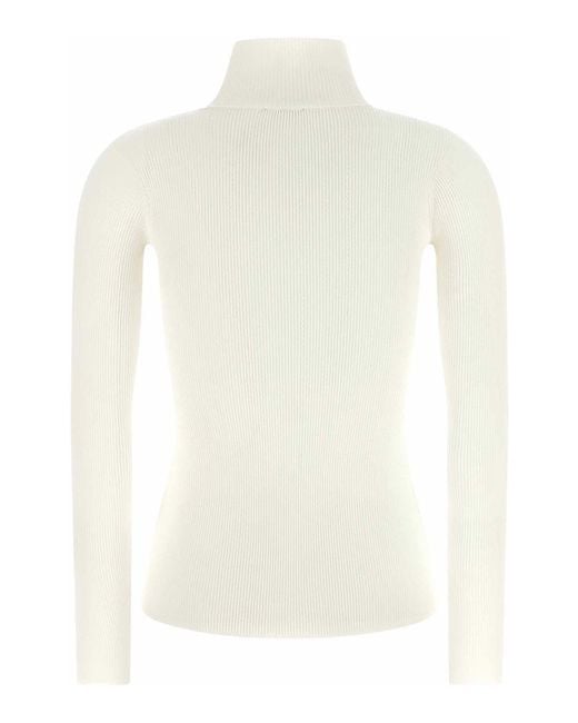 Elisabetta Franchi White Turtleneck Embroidery Jour