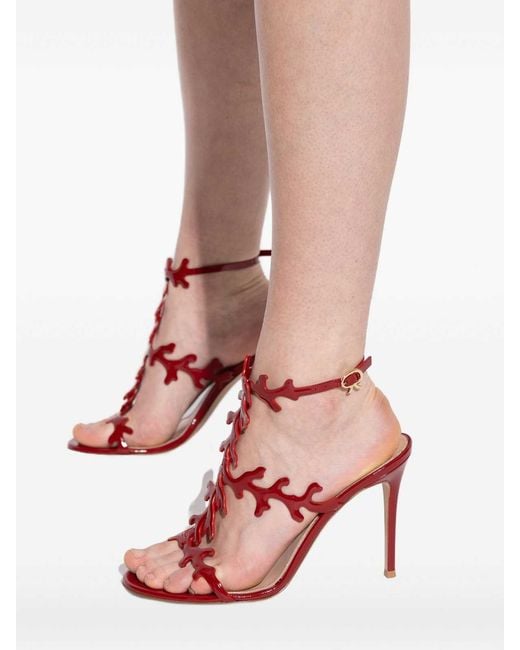 Gianvito Rossi Red Ocean Leather Heel Sandals