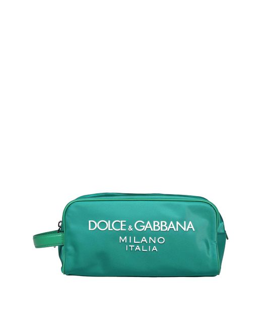 Dolce & Gabbana Green Nylon Toiletry Bag With Logo for men