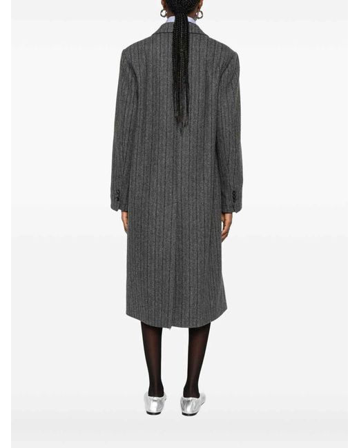 Alberto Biani Gray Wool Double-Breasted Coat