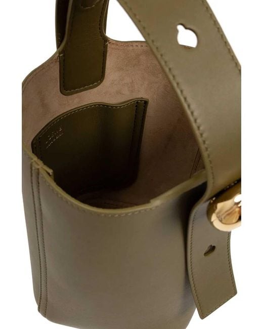 Loewe Green Smooth Leather Mini Pebble Bucket Bag