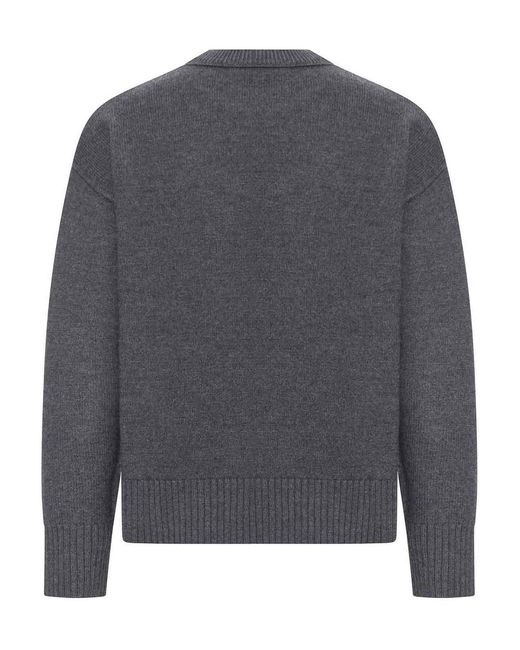 AMI Gray Ami De Coeur Wool Sweater for men