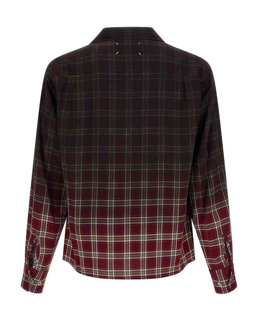 Maison Margiela Brown Check Shirt With Gradient Effect for men