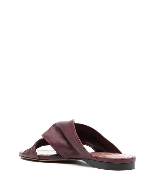 Paris Texas Brown Crossstrap Leather Slides