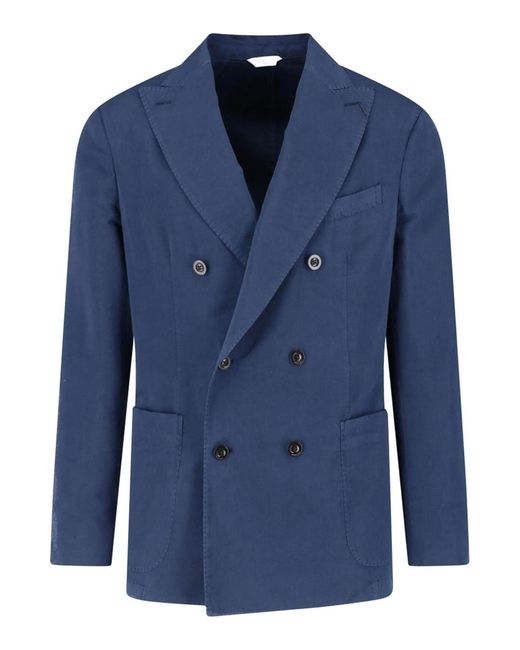 Boglioli Blue Double-Breasted Blazer for men