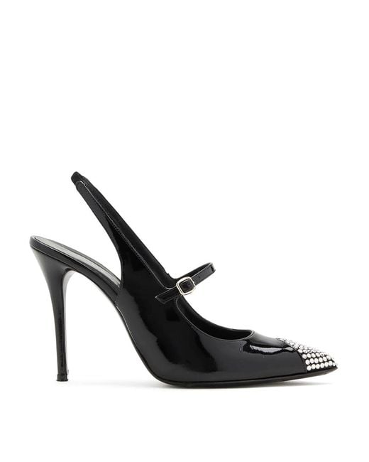 Alessandra Rich Black Crystal Slingback Pumps