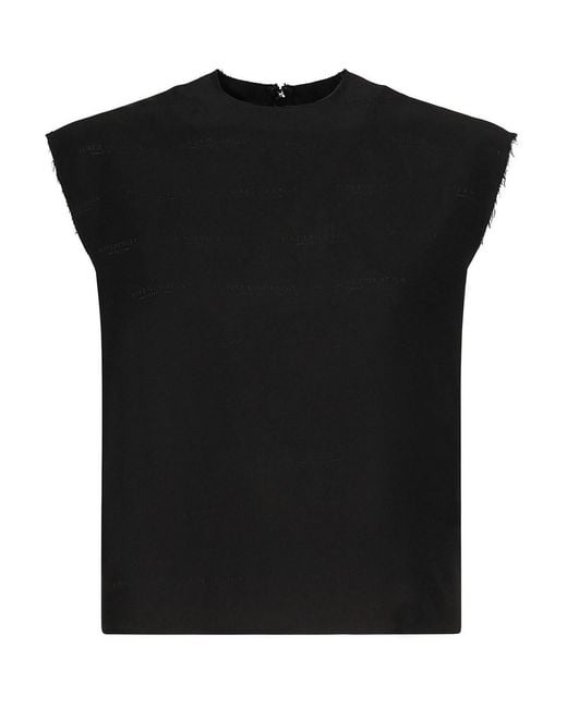 Balenciaga Black Sleeveless Silk Jacquard Top