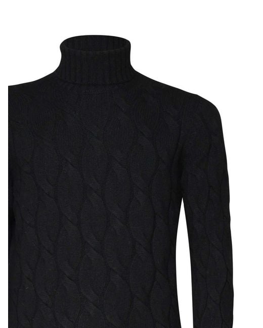 Giuliano Galiano Black Tricot Turtleneck Sweater for men