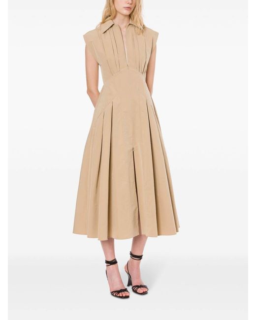 Philosophy Di Lorenzo Serafini Natural Flared Midi Dress With Front Zipper