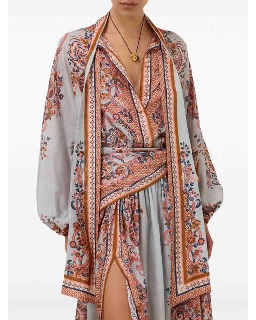 Zimmermann White Aster Tie Neck Blouse