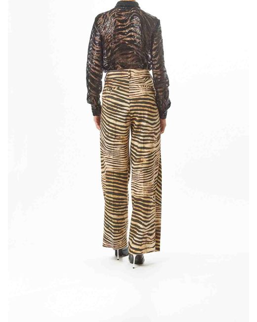 Just Cavalli White Pantalone Completo Cady Animalier