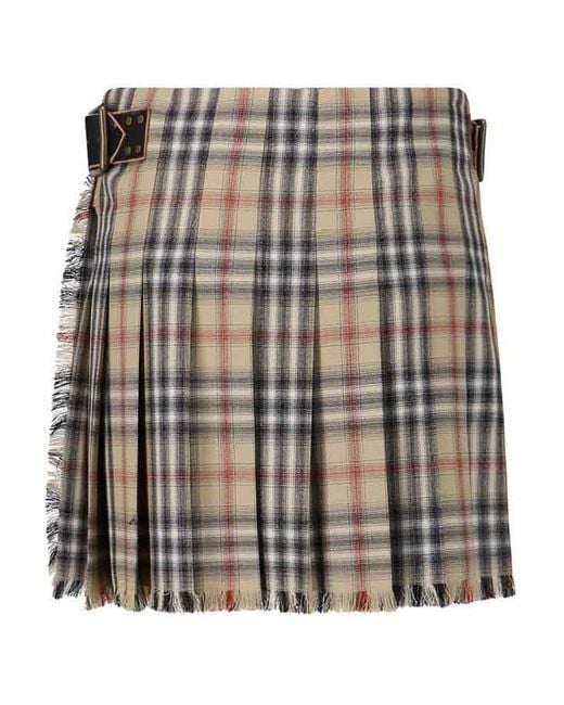 Burberry Natural Mini Kilt Skirt