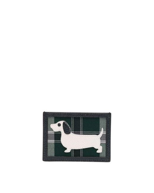 Thom Browne White Hector Check-pattern Calf Leather Cardholder for men