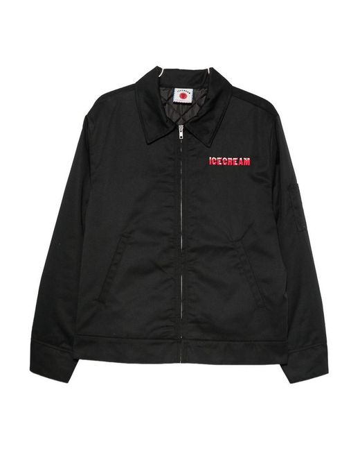 ICECREAM Black Logo Zipped Blouson Jacket for men