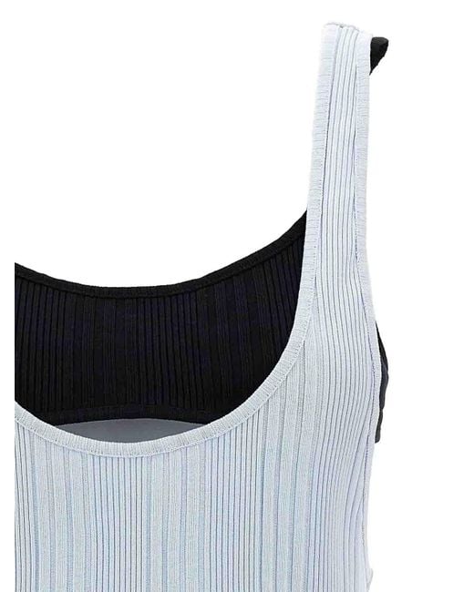 The Attico Blue Logo Ribbed Top