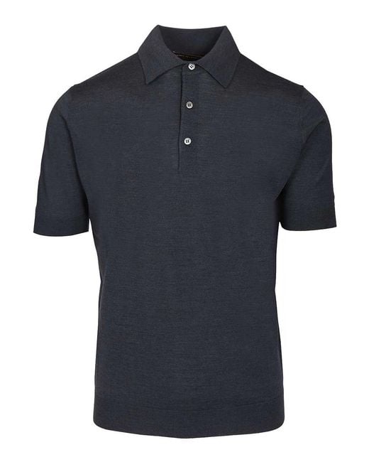 FILIPPO DE LAURENTIIS Blue Wool Polo Shirt for men