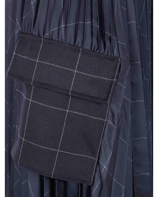Sacai Blue Windowpane Skirt