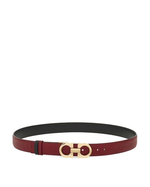 Ferragamo White Hammered Leather Reversible Gancini Belt
