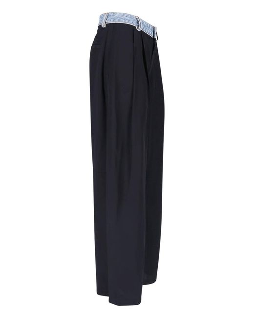 Alexander Wang Blue Straight Trousers With Denim Detail