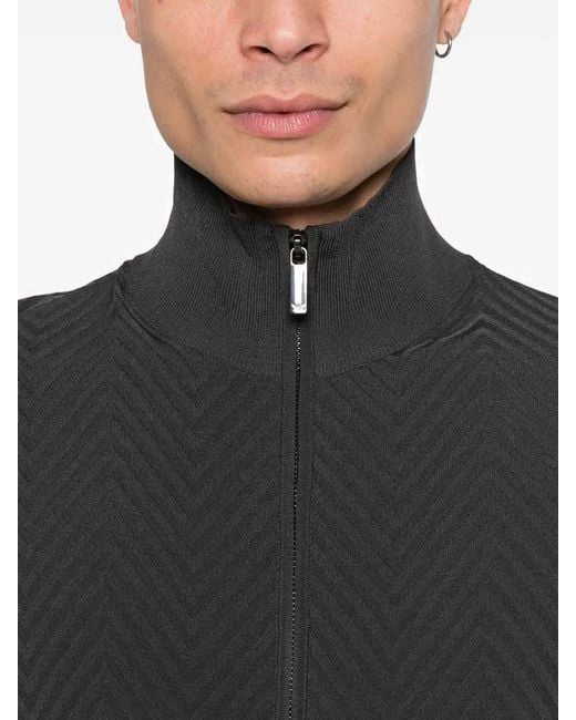 Emporio Armani Black Chevron Cardigan for men