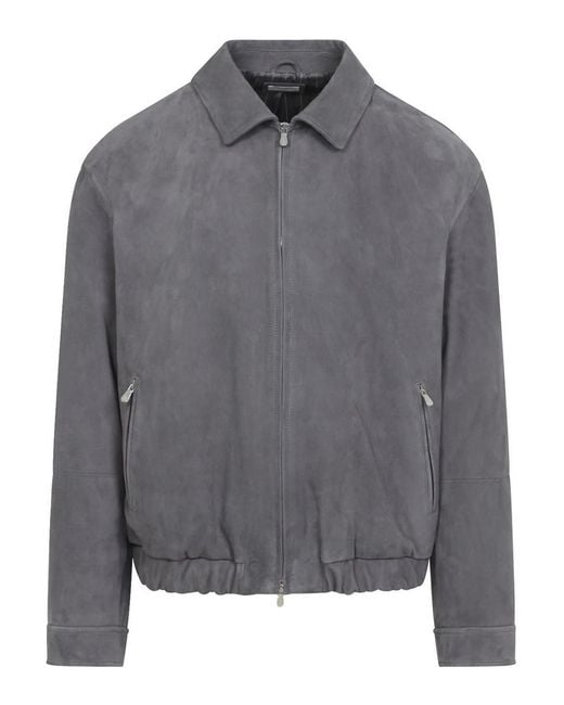 Brunello Cucinelli Gray Suede Jacket for men