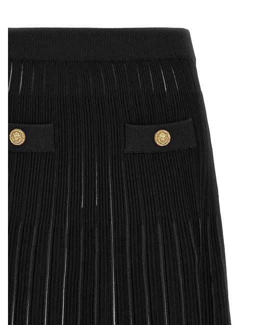 Balmain Black Pleated Skirt