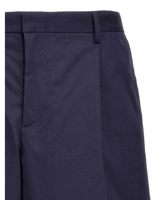 A.P.C. Blue Crew Shorts Pleats Pockets for men