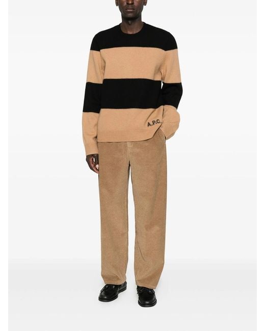 A.P.C. Black Striped Cashmere Sweater for men