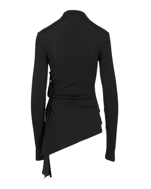 Off-White c/o Virgil Abloh Black Long Sleeve Draped Top