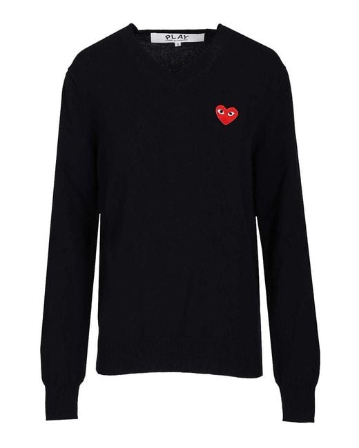 COMME DES GARÇONS PLAY Blue Crew Neck Wool Sweater