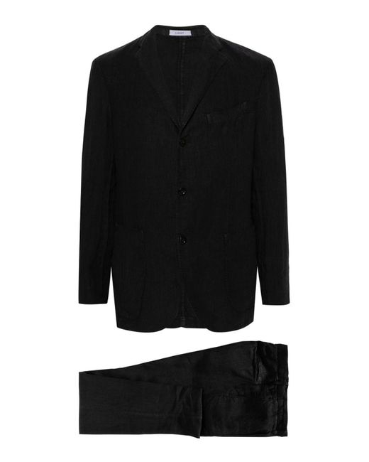 Boglioli Black Linen Single-breasted Suit for men