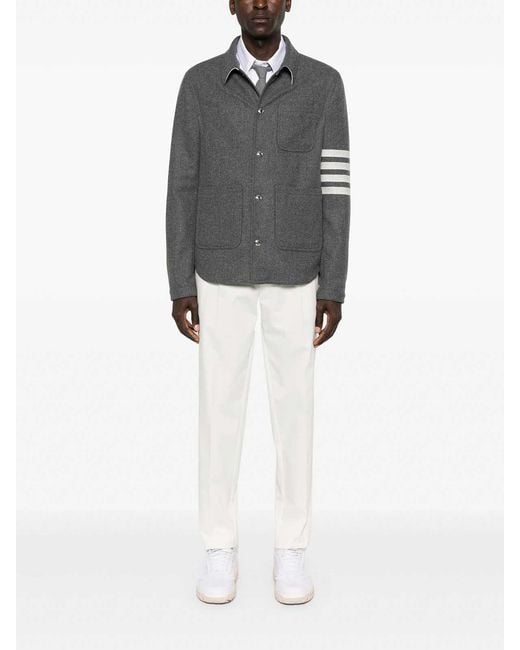 Thom Browne Gray Bar Felted Utility Jacket for men