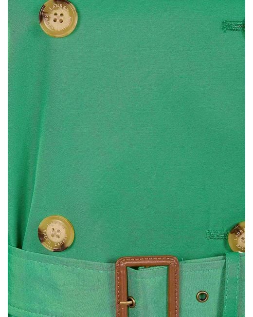 Ralph Lauren Green Double Breasted Belted Trench 30 Lined Coat