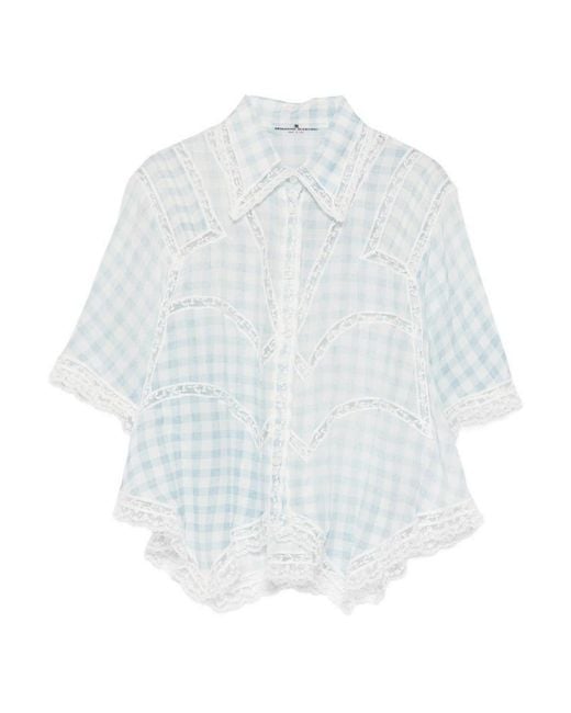 Ermanno Scervino White Check Pattern Shirt
