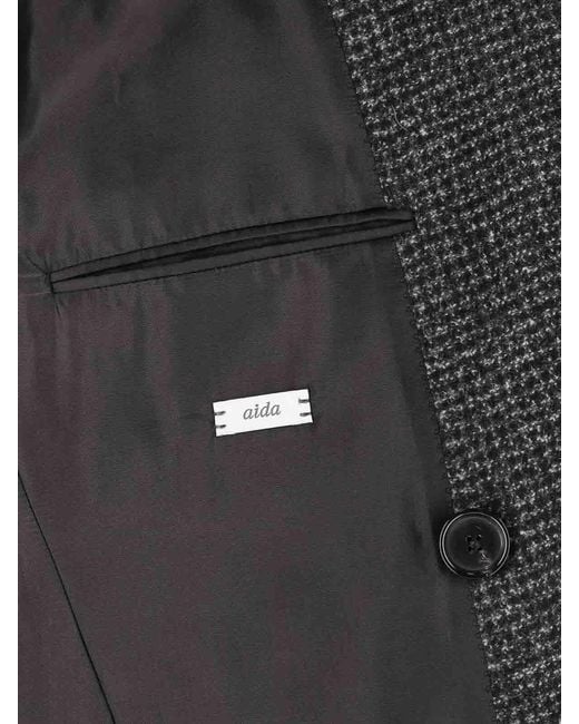 Caruso Black Double-Breasted Cashmere Coat for men