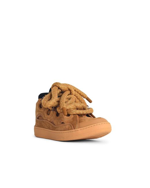 Lanvin Brown Curb Leather Blend Sneakers for men