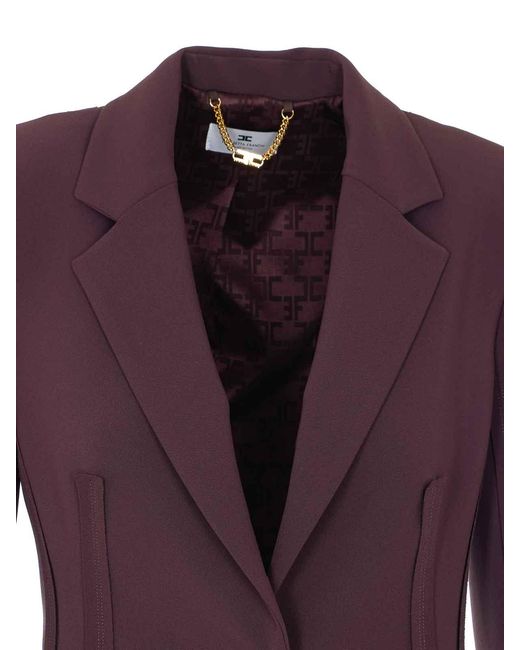 Elisabetta Franchi Purple Bourdeaux Double Breasted Button Closure