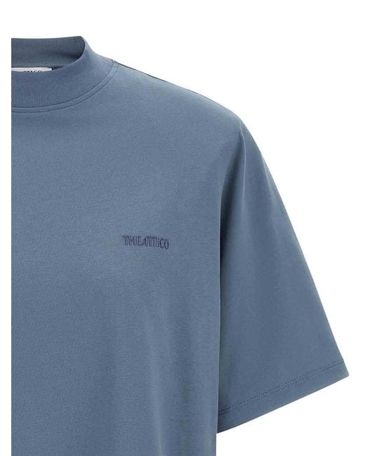 The Attico Blue Mock-Neck T-Shirt