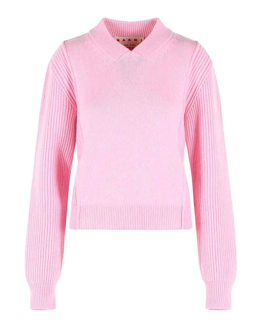 Marni Pink Virgin Wool And Cashmere Sweater